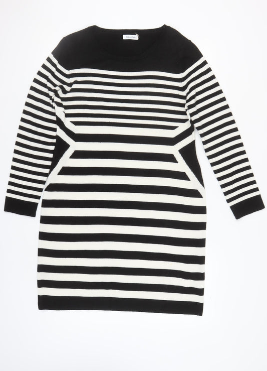 Calvin Klein Women's XL Black Striped Knit Dress