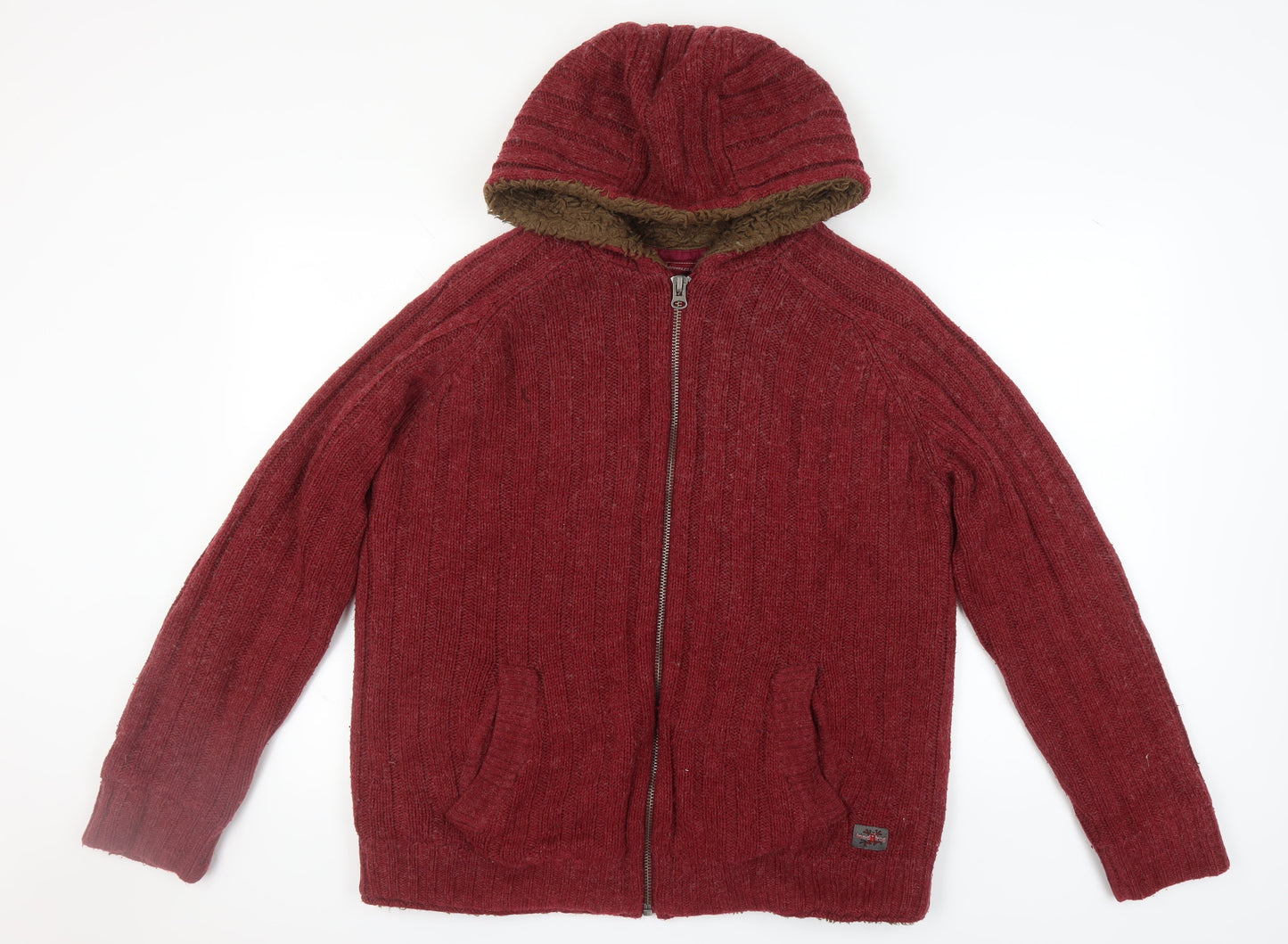 Joe Browns Men's Red Full Zip Hooded Jumper M