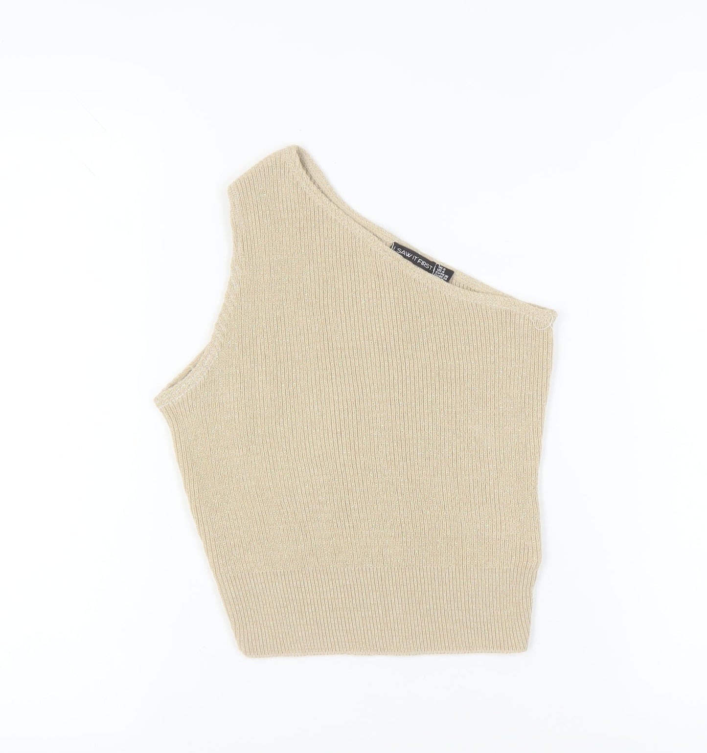 I Saw It First Beige Women’s One Shoulder Tank