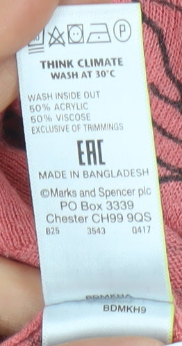 Womens UK Size M Marks and Spencer Pink Pullover Jumper