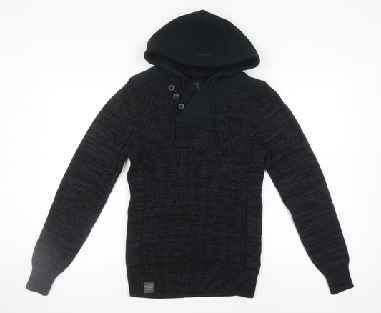 Next Men's Black Hooded Pullover Jumper - S