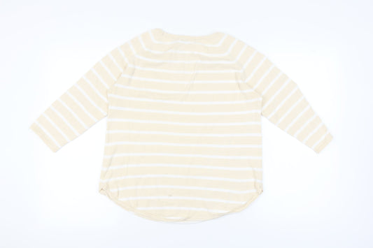 Jeanne Pierre Women's Beige Striped Pullover Jumper M