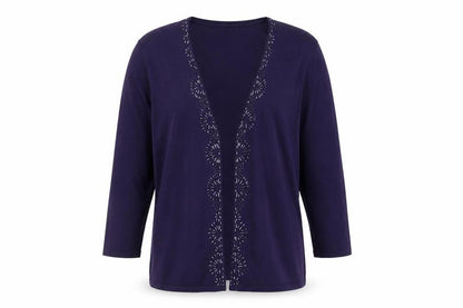 Country Casuals Women's Purple Cardigan S with Embroidered Detail