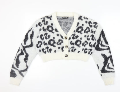 Womens UK Size S PRETTYLITTLETHING White Cardigan Jumper