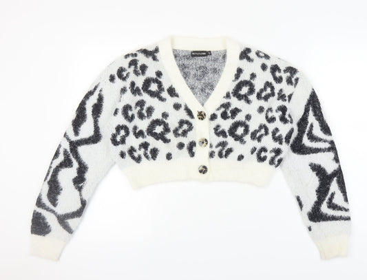 Womens UK Size S PRETTYLITTLETHING White Cardigan Jumper