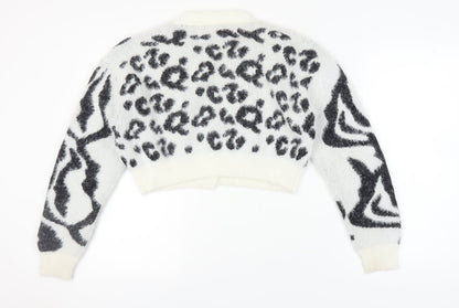 Womens UK Size S PRETTYLITTLETHING White Cardigan Jumper