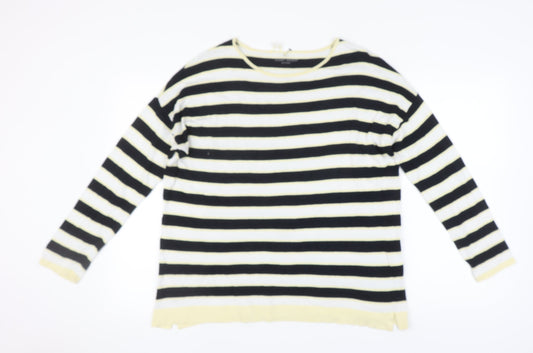 Gerry Weber Women's Black Striped Pullover Jumper Size 16