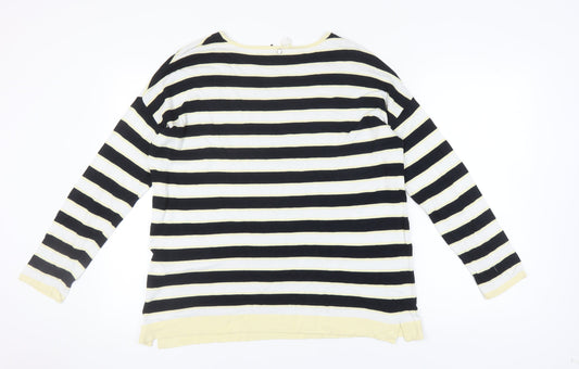 Gerry Weber Women's Black Striped Pullover Jumper Size 16