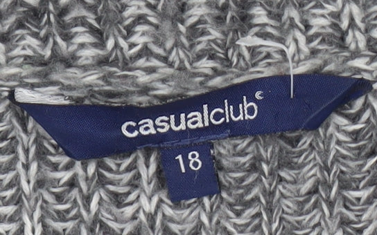 Womens UK Size 18 Casual Club Grey Cardigan Jumper