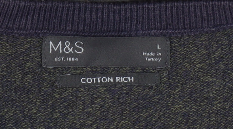 Marks and Spencer Men's Green Pullover Jumper, Size L