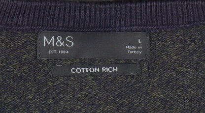 Marks and Spencer Men's Green Pullover Jumper, Size L
