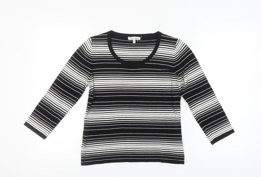 Laura Ashley Women's Black Striped Pullover Jumper Size 12