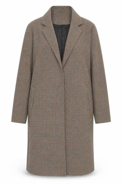 Marks & Spencer Women's Brown Long Check Coat Size 14