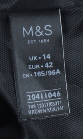 Womens UK Size 14 Marks and Spencer Brown Overcoat