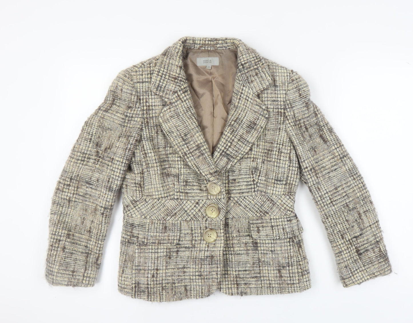 Marks and Spencer Women's Multicoloured Check Blazer, Size 14