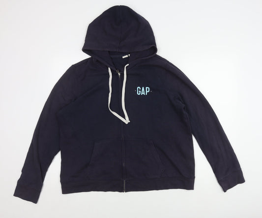 GAP Women's Blue Full Zip Hoodie XL with Logo