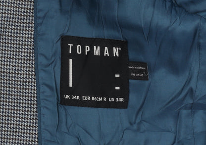 Mens UK Size 34 Topman Regular Grey Suit Jacket
