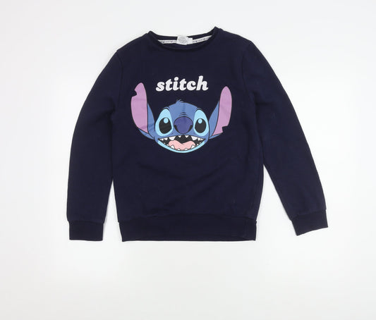 Womens UK Size 2XS Disney Blue Pullover Sweatshirt
