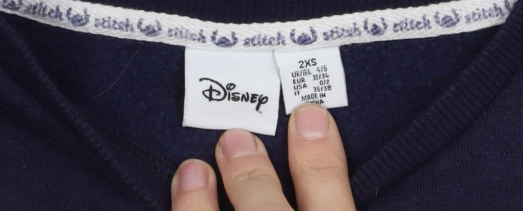 Womens UK Size 2XS Disney Blue Pullover Sweatshirt