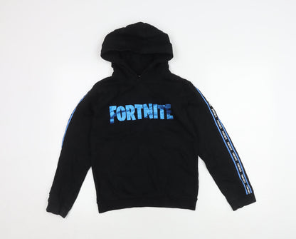 Fortnite Boys Black Hoodie, Pullover, 11-12 Years, Logo
