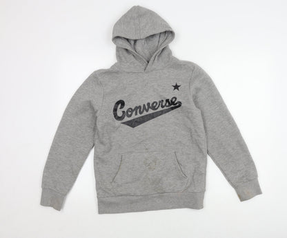 Converse Grey Girls' Pullover Hoodie, Size 12-13 Years, Casual