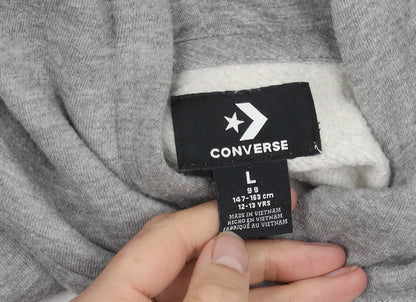 Converse Grey Girls' Pullover Hoodie, Size 12-13 Years, Casual