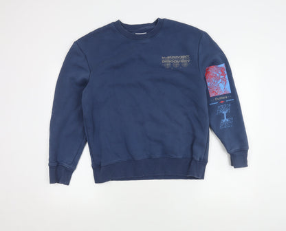 Topman Blue Men's Graphic Print Pullover Sweatshirt M