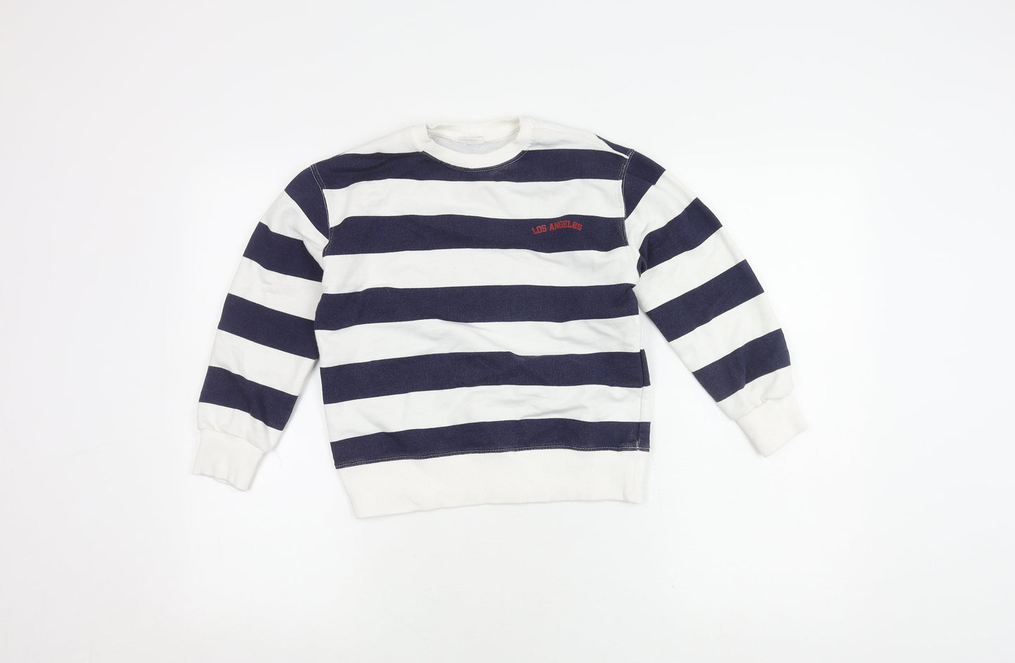 Zara Girls White Striped Sweatshirt, 9 Years, Pullover Style