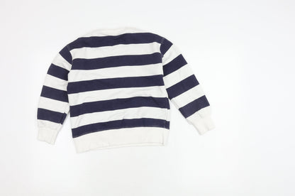 Zara Girls White Striped Sweatshirt, 9 Years, Pullover Style