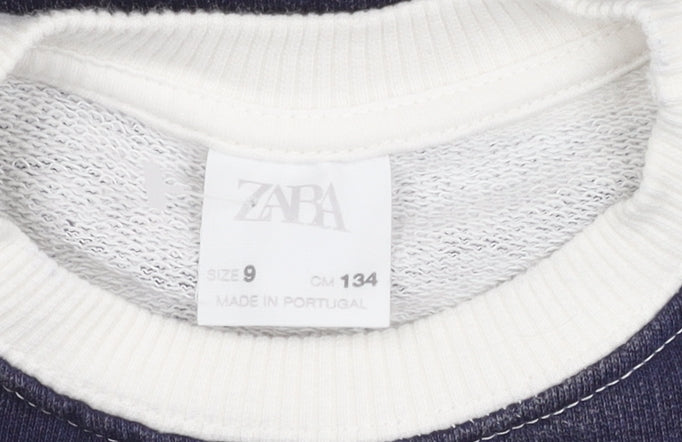 Zara Girls White Striped Sweatshirt, 9 Years, Pullover Style
