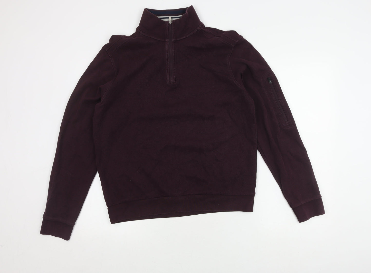 Mens UK Size M Marks and Spencer Purple Henley Sweatshirt