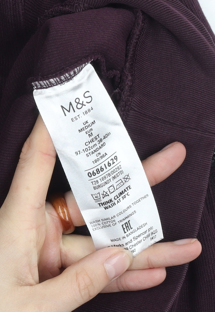 Mens UK Size M Marks and Spencer Purple Henley Sweatshirt