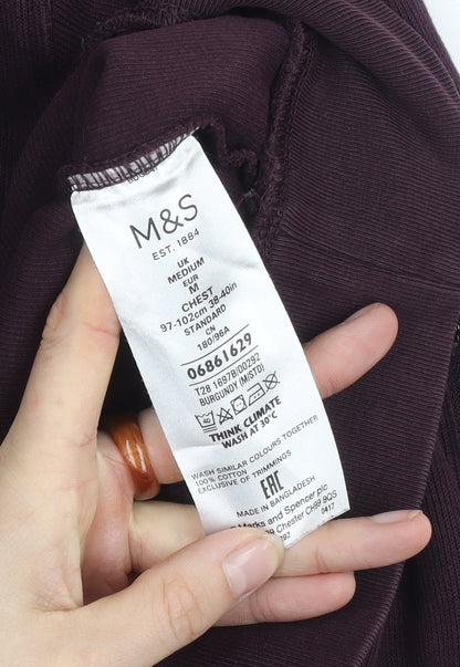 Mens UK Size M Marks and Spencer Purple Henley Sweatshirt
