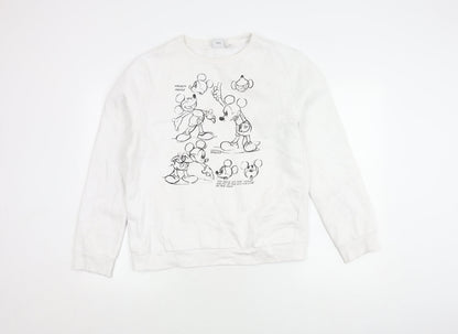 Unisex Adults UK Size M Disney White Pullover Sweatshirt