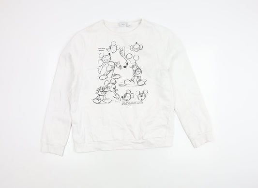Unisex Adults UK Size M Disney White Pullover Sweatshirt