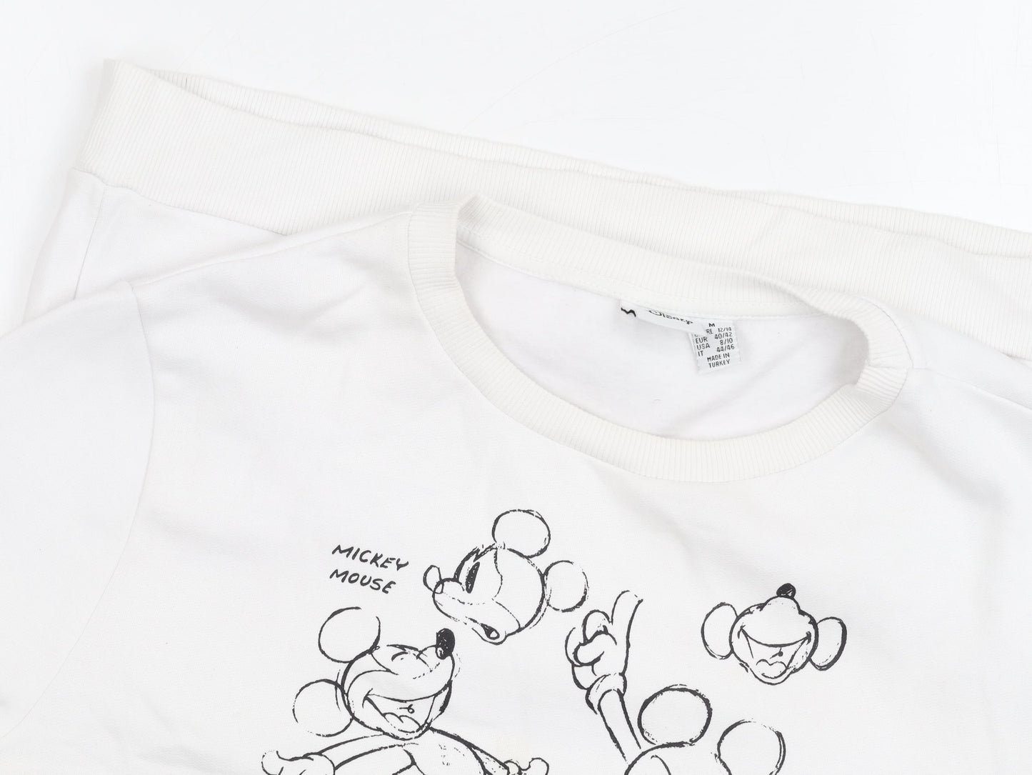 Unisex Adults UK Size M Disney White Pullover Sweatshirt