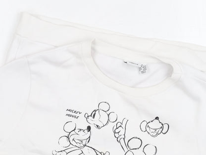 Unisex Adults UK Size M Disney White Pullover Sweatshirt