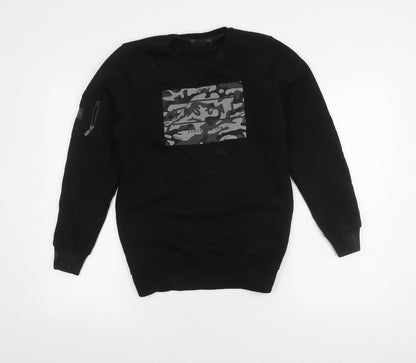 Rascal Boys Black Camouflage Pullover Sweatshirt - Regular Fit