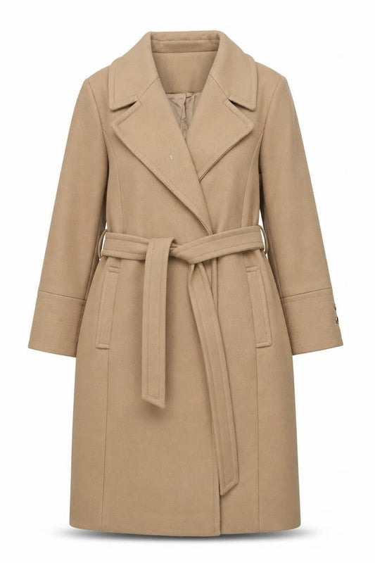 Forever New Women's Beige Long Overcoat Size 22