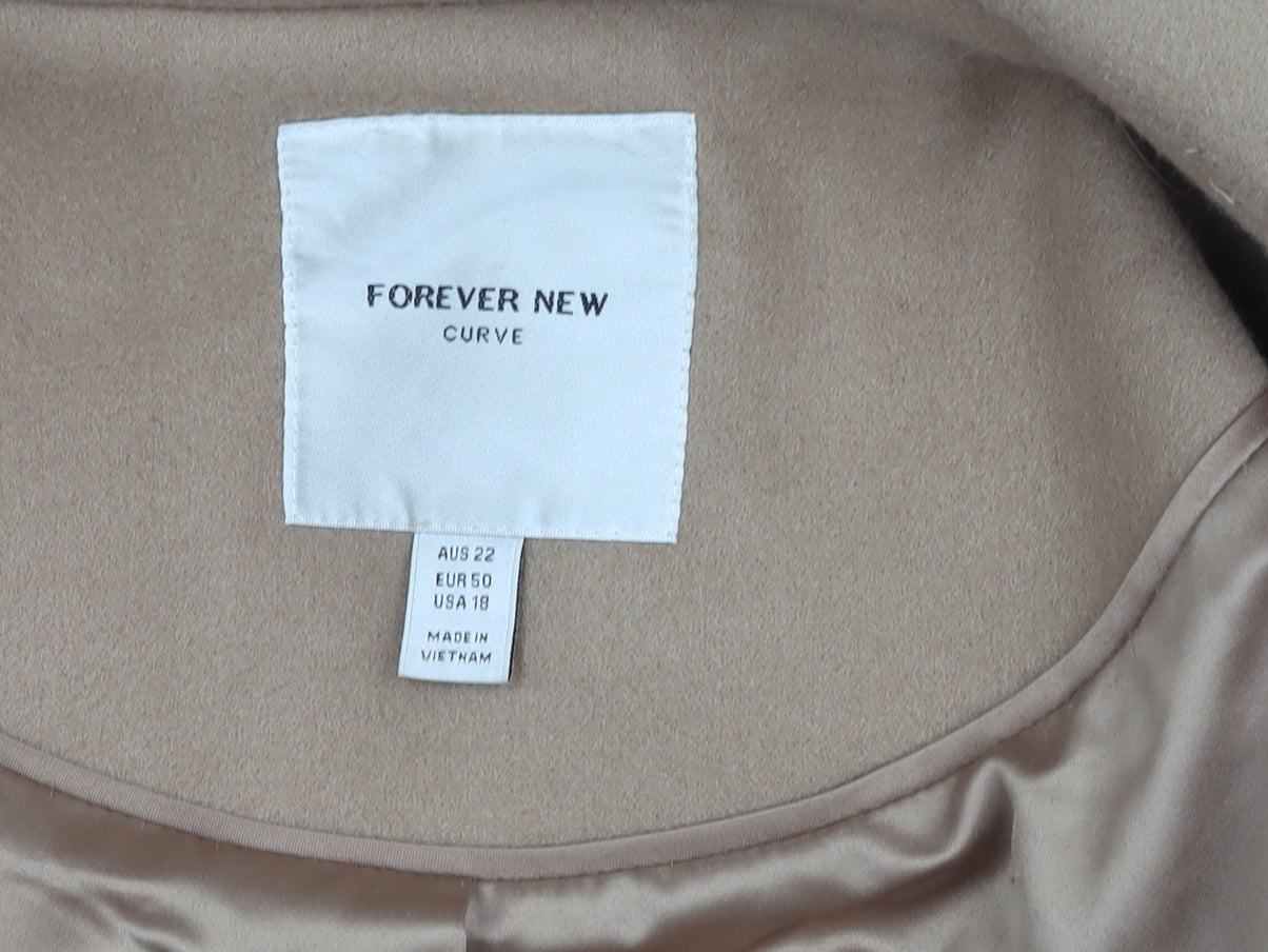 Forever New Women's Beige Long Overcoat Size 22
