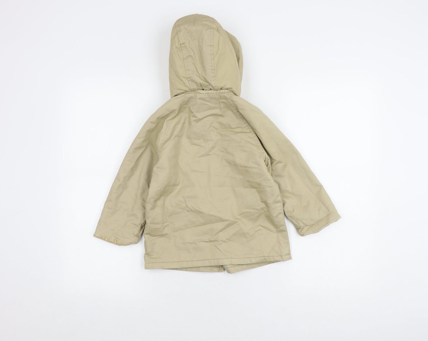 Zara Girls Beige Parka Coat, 2-3 Years, Cotton, Lined, Hooded