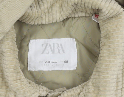 Zara Girls Beige Parka Coat, 2-3 Years, Cotton, Lined, Hooded