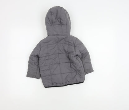 Mini V by Very Grey Puffer Jacket 18-24M Boys Winter Hooded