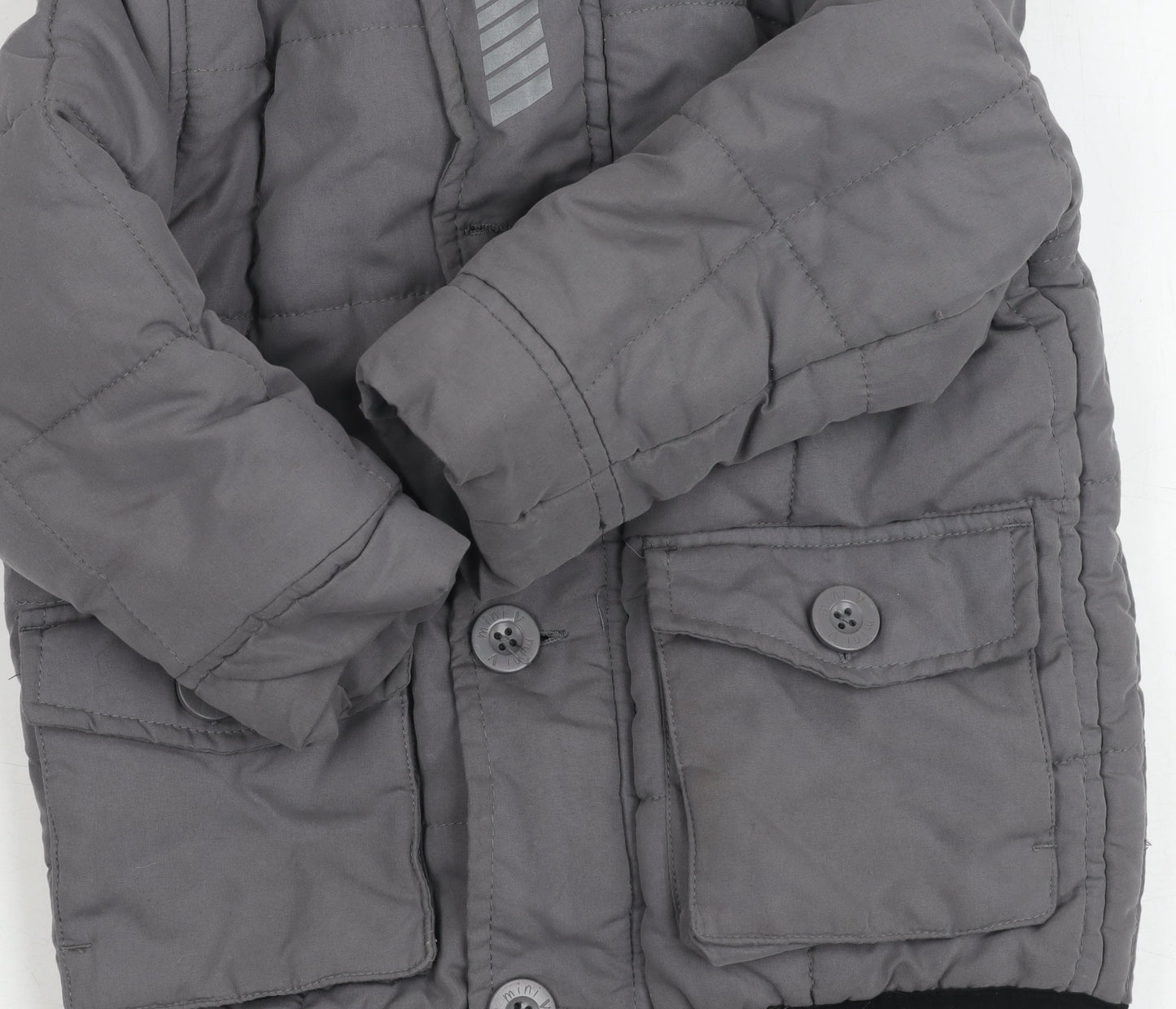 Mini V by Very Grey Puffer Jacket 18-24M Boys Winter Hooded