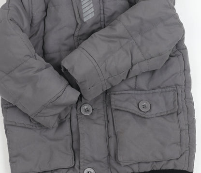 Mini V by Very Grey Puffer Jacket 18-24M Boys Winter Hooded