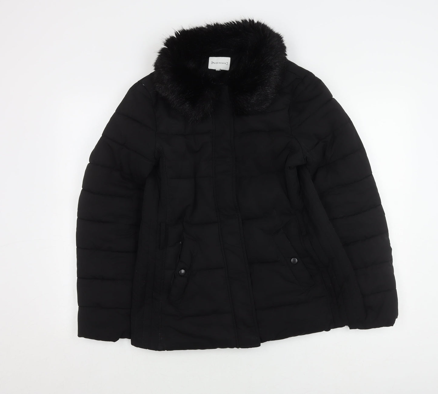 Womens UK Size 10 Warehouse Black Puffer Jacket