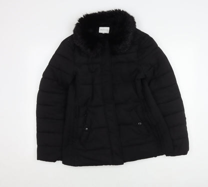 Womens UK Size 10 Warehouse Black Puffer Jacket