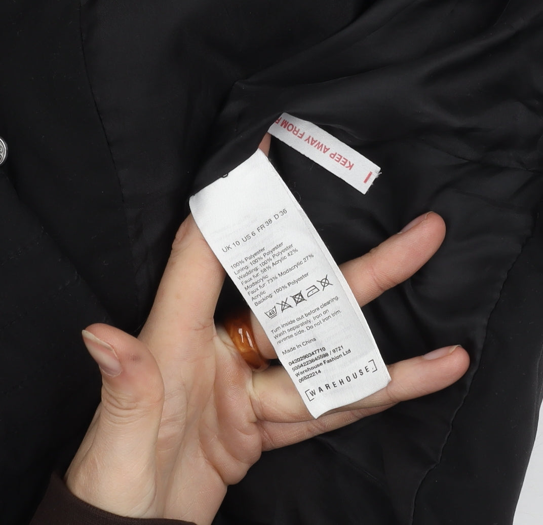 Womens UK Size 10 Warehouse Black Puffer Jacket
