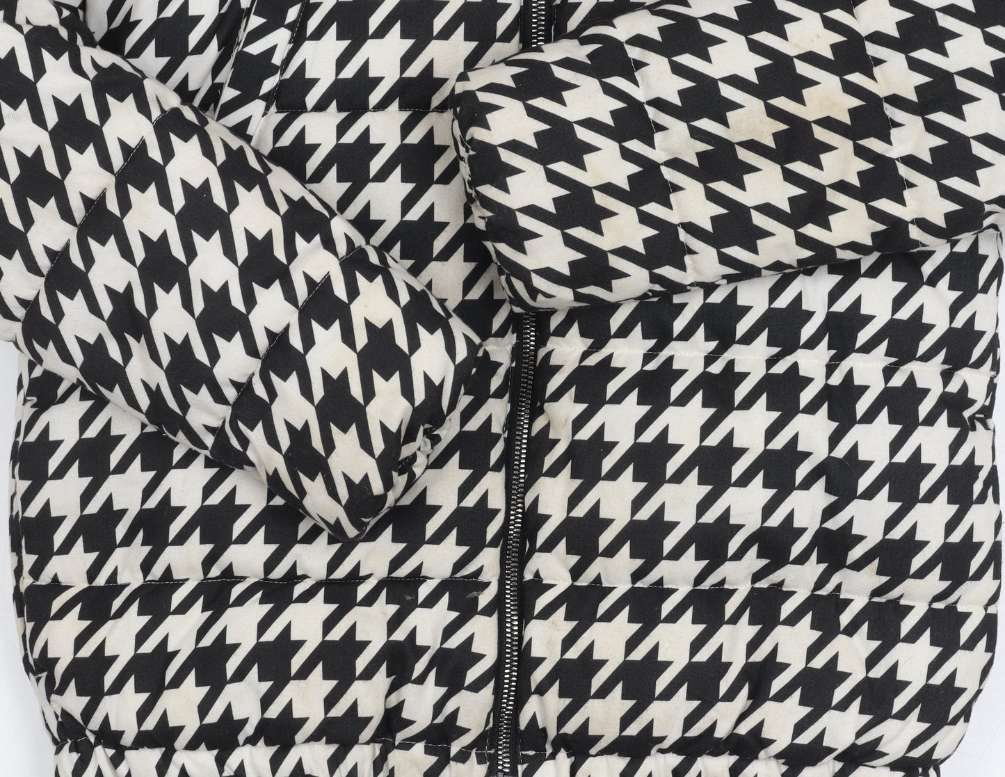 Next Girls' Black White Houndstooth Puffer Jacket 11Y