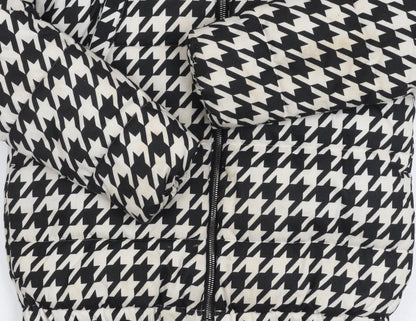 Next Girls' Black White Houndstooth Puffer Jacket 11Y